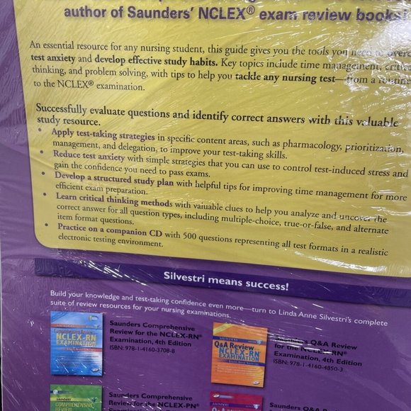 SAUNDERS STRATEGIES FOR TEST SUCCESS: PASSING NURSING Silvestri Phd Rn CD-ROM - Picture 9 of 9